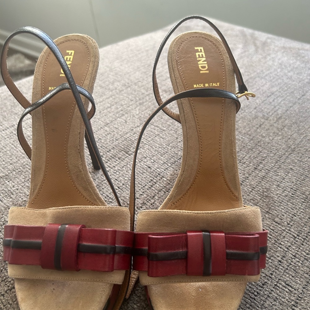 Fendi Women's Sandals in Beige and Burgundy